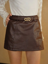 MOTF PU LEATHER SLANT POCKET BUCKLE BELTED SKORT